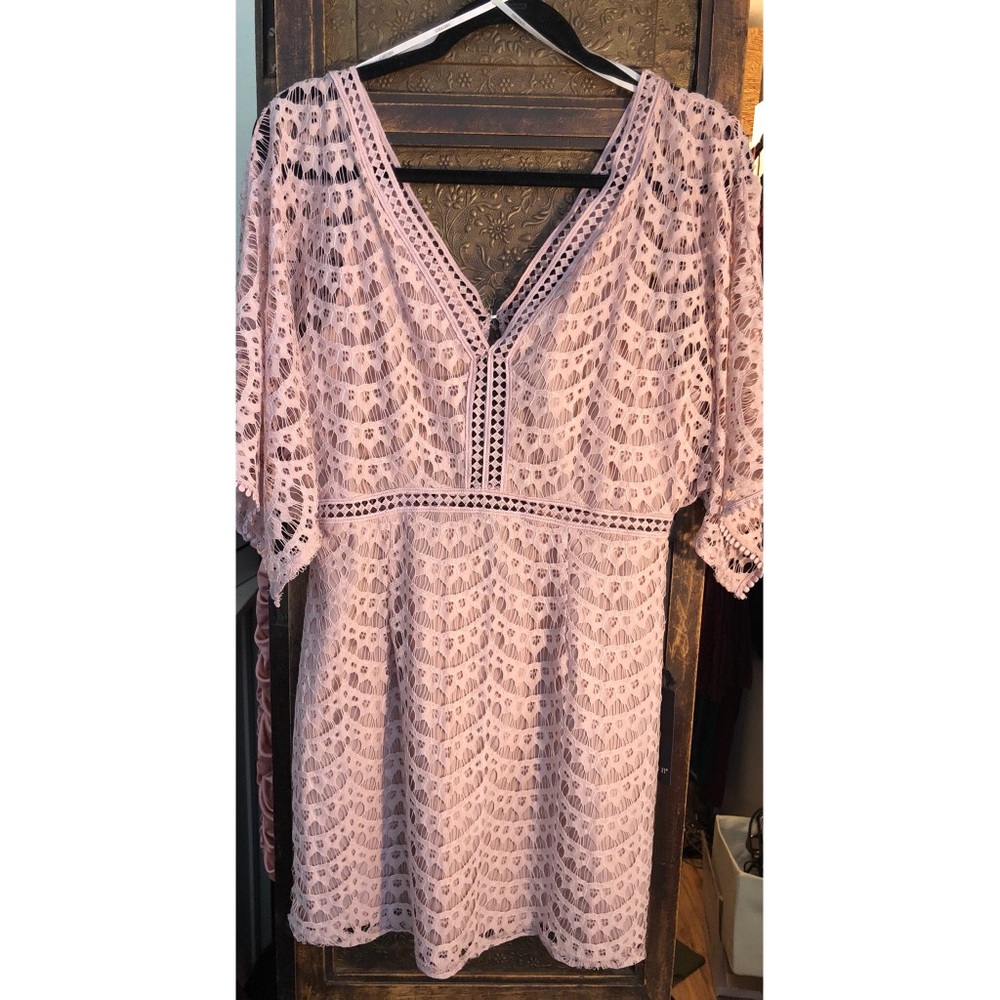 Pink Lace Mini Dress L